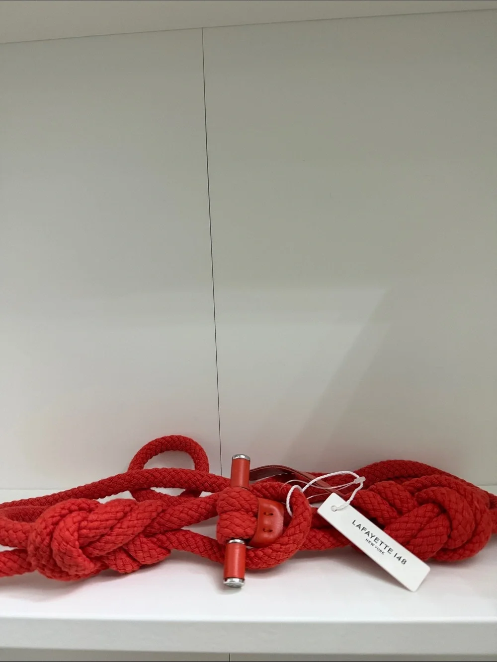 Lafayette 148 New York Red Braided Rope Belt with Metal Toggle